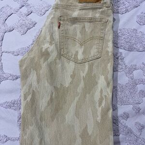 Rare Levi's Stretch Camouflaged Cream Denim Jeans